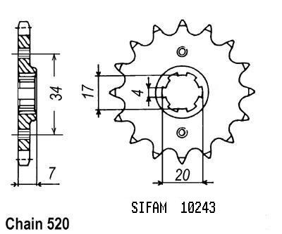 Pignone Honda - 125 Cr 1979-1985 - 520 - 12 Denti - Simile a JTF1329