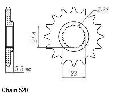 Pignone Yamaha XTE 600 1999 - 520 - 16 Denti - Simile a JTF1577