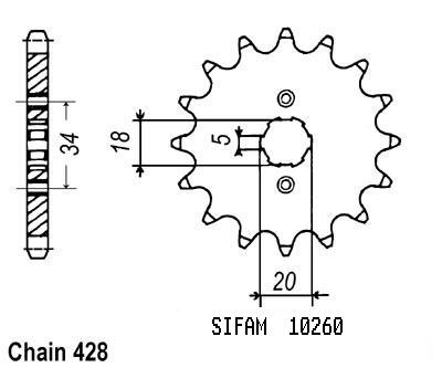 Pignone Zing 125 1996-2002 - 428 - 14 Denti - Simile a JTF264
