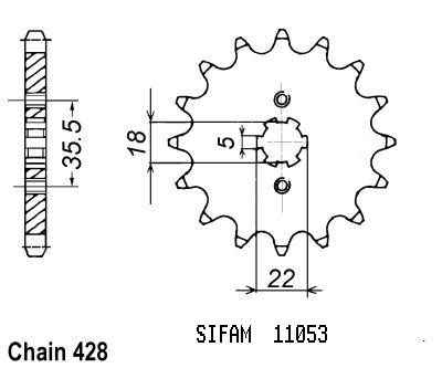 Pignone Yamaha Tw 125 1999 - 428 - 15 Denti - Simile a JTF1559
