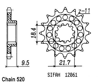 Pignone Honda - 250 Cr 1986/1987 - 520 - 14 Denti - Simile a JTF285