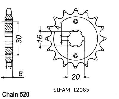 Pignone Husqvarna - 125 Cr/Wr 1991-1994 - 520 - 13 Denti - Simile a JTF718