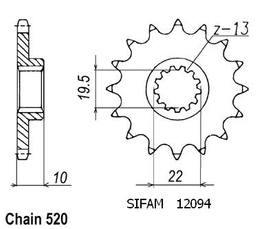 Pignone Ts 250 X 1985-1990 - 250 Rmx 1989-1998 - 520 - 12 Denti - Simile a JTF432