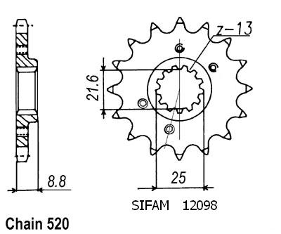 Pignone Xr 600 R 1991-2001 - 520 - 13 Denti - Simile a JTF309