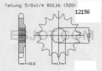 Pignone Husqvarna 125 Wr/Cr 1998-1999 - 520 - 12 Denti - Simile a JTF4026