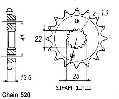 Pignone Xr 650 R 2000-2001 - 520 - 13 Denti - Simile a JTF1307
