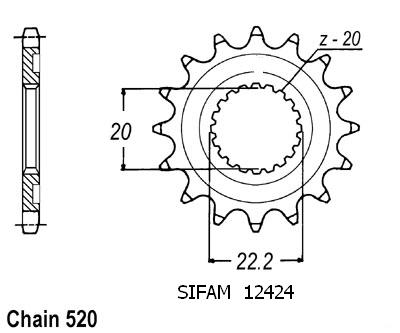 Pignone Yamaha Yzf/Wrf 250 2001-0 - 520 - 12 Denti - Simile a JTF1590