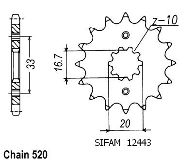 Pignone Kx-f/Rm-Z 250 2004 - 520 - 13 Denti - Simile a JTF430