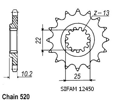 Pignone Kawasaki Ksf 250 Mojave - 520 - 12 Denti - Simile a JTF1503