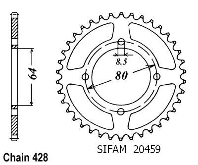 Corona Rs 125 Dx 1976-1984 - 428 - 36 Denti - Simile a JTR838