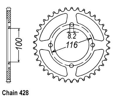 Corona Kawasaki 80 Kx 1986-1999 - 428 - 51 Denti - Simile a JTR462