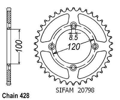 Corona Suzuki / Yamaha 80/85 Yz/Rm 1993-2008 - 428 - 48 Denti - Simile a JTR798