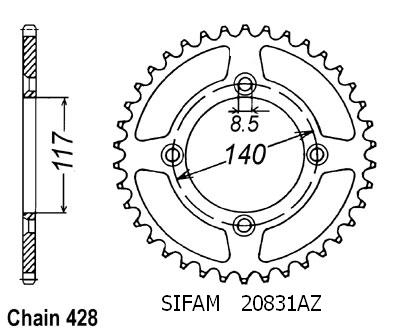 Corona Yamaha 80 Yz 1984-1992 - 428 - 46 Denti - Simile a JTR831