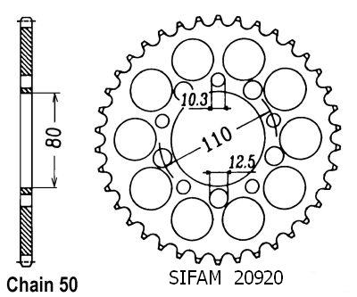 Corona Cbr 600 F 1987-1990 Cbx 550 F 1982-1986 - 530 - 43 Denti - Simile a JTR1334