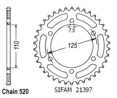 Corona 125 Blues 1987-1993 - 520 - 40 Denti - Simile a JTR1397