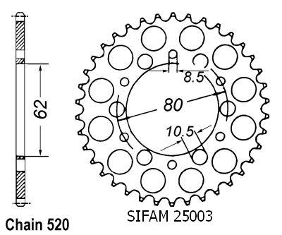 Corona Sr 250 Se 1979-1984 Xt 250 1980-1983 - 520 - 45 Denti - Simile a JTR845