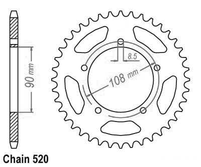 Corona Mz 660 Skorpion 1995-2002 - 520 - 43 Denti - Simile a JTR18