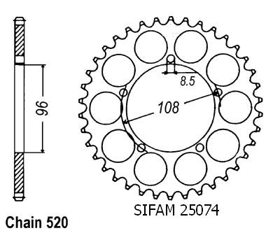 Corona 125 Tuareg Wind 1989 - 520 - 40 Denti - Simile a JTR16