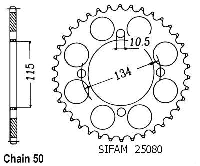 Corona 750 Elefant 1987-1989 - 530 - 46 Denti - Simile a JTR718