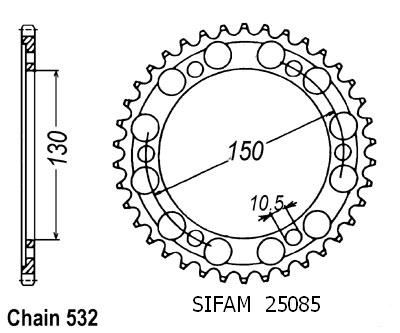 Corona Fzr 1000 Exup 1989-1997 Gts 1000 1993-1997 - 532 - 47 Denti - Simile a JTR866