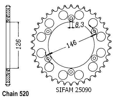 Corona Suzuki 125/250 Rm 1983-2004 - 520 - 51 Denti - Simile a JTR808