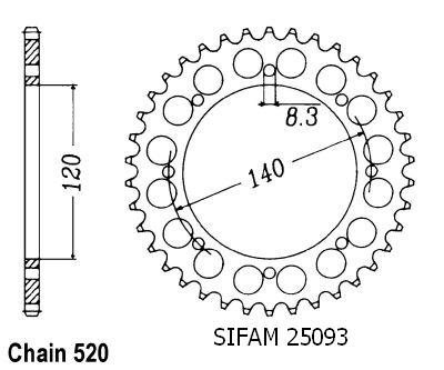 Corona Bj 250 Estrella 1995-1997 - 520 - 38 Denti - Simile a JTR487