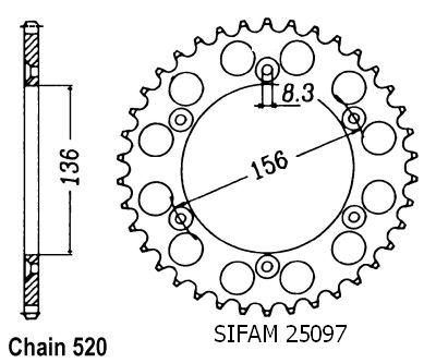 Corona All Husqvarna - Gas Gas 125/250/510/610 1990-2004 - 520 - 52 Denti - Simile a JTA822