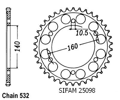 Corona Zx-2010 Tomcat 1988-1991 - 532 - 45 Denti - Simile a JTR503