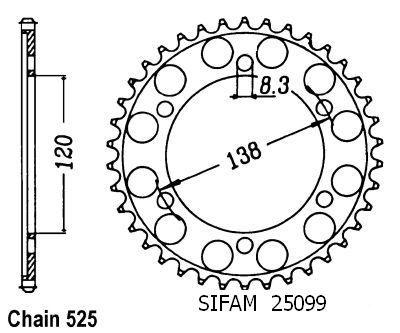 Corona Rc45 Rvf 750 R 1994-1998 Rc30 Vfr 750 R 1988-1992 - 525 - 40 Denti - Simile a JTR312