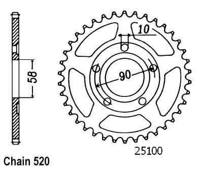 Corona Nsr 125 1990-1998 - 520 - 36 Denti - Simile a JTR604