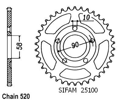 Corona Crm 125 1990-2000 - 520 - 40 Denti - Simile a JTR604