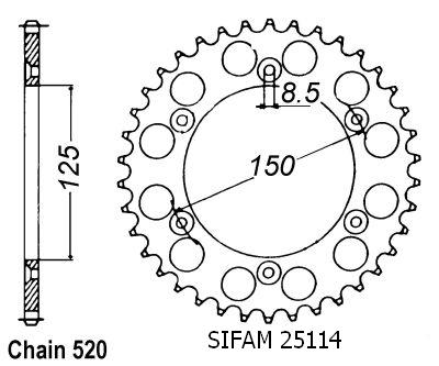 Corona All Ktm 125/250/600 1990-2004 - 520 - 49 Denti - Simile a JTA897