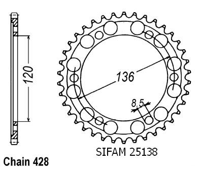 Corona Tdr 125 R 1993-1998 - 428 - 56 Denti - Simile a JTR1847