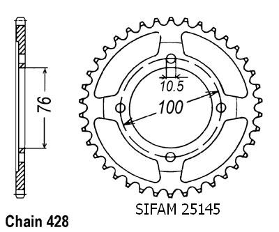 Corona Vl 125 Intruder 2000-2001 - 428 - 56 Denti - Simile a JTR1806