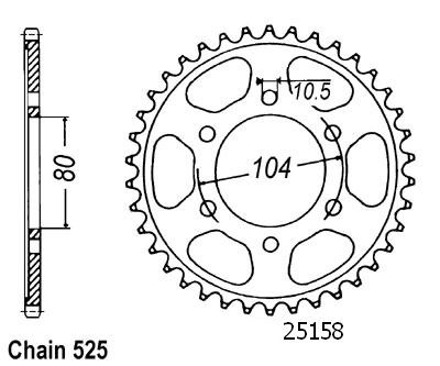 Corona Zx-6r Ninja 1998-1999 - 525 - 40 Denti - Simile a JTR1489