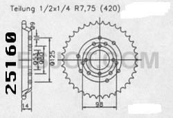 Corona Derbi 50 Fenix 1996-1999 - 420 - 48 Denti - Simile a JTR2035