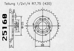 Corona Derbi Senda 50 R/L 1996 - 420 - 53 Denti - Simile a JTR2035