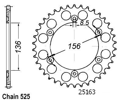 Corona Dr 650 Se 1996-2000 - 525 - 41 Denti - Simile a JTR1791