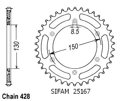 Corona Xlr 125 R 1997-1998 - 428 - 51 Denti - Simile a JTR4374