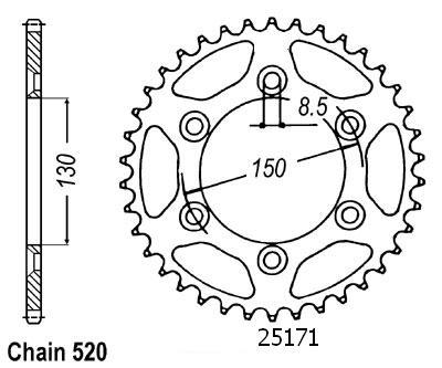 Corona All Yamaha 125/250/400 Yz/Wr 99 07 - 520 - 49 Denti - Simile a JTA245
