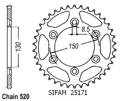 Corona All Yamaha 125/250/400 Yz/Wr 99 07 - 520 - 53 Denti - Simile a JTA245