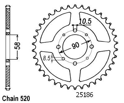 Corona Xl 125 Varadero 2000-2001 - 520 - 44 Denti - Simile a JTR273