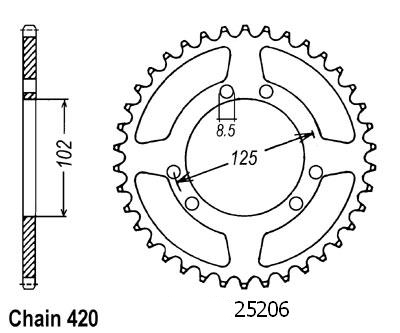 Corona Bultaco Lobito 50 - 420 - 53 Denti - Simile a JTR1132