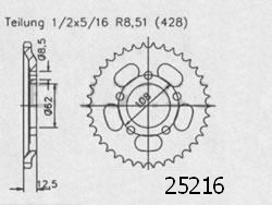 Corona Mz 125 Route 2000-2002 - 428 - 49 Denti - Simile a JTR5216