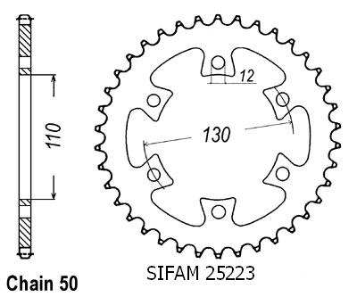 Corona Cour Bombardier 650 Ds 2000-2004 - 530 - 36 Denti - Simile a JTR1420