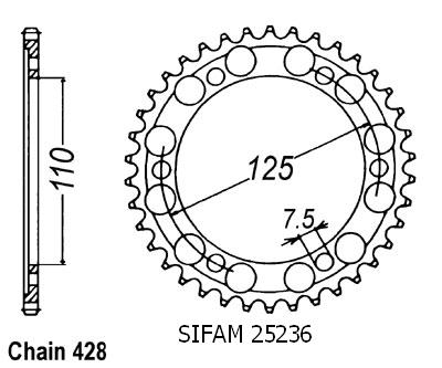 Corona Gilera 125 Cougar - 428 - 46 Denti - Simile a JTR485