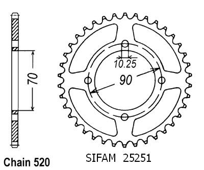 Corona Kawasaki Ksf 250 Mojave - 520 - 43 Denti - Simile a JTR1414