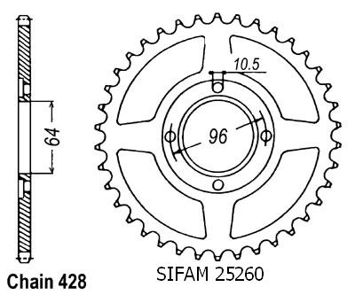 Corona Cg 125 E 2004 - 428 - 45 Denti - Simile a JTR218