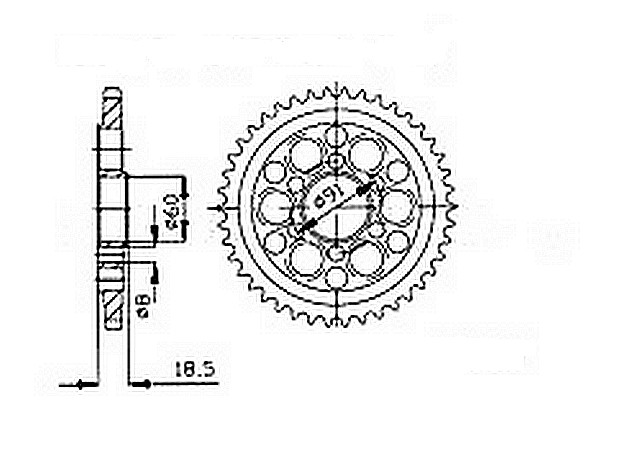 Corona Ducati 1098 R/S 2007 - 6 Fori SENZA Porta Mozzo - 525 - 40 Denti - Simile a JTR761