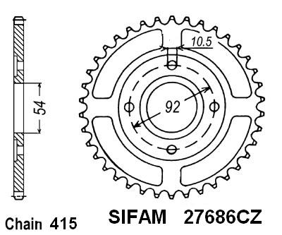 Corona Yamaha Tzr50 / Power 1998 - 415 - 46 Denti - Simile a JTR2060
